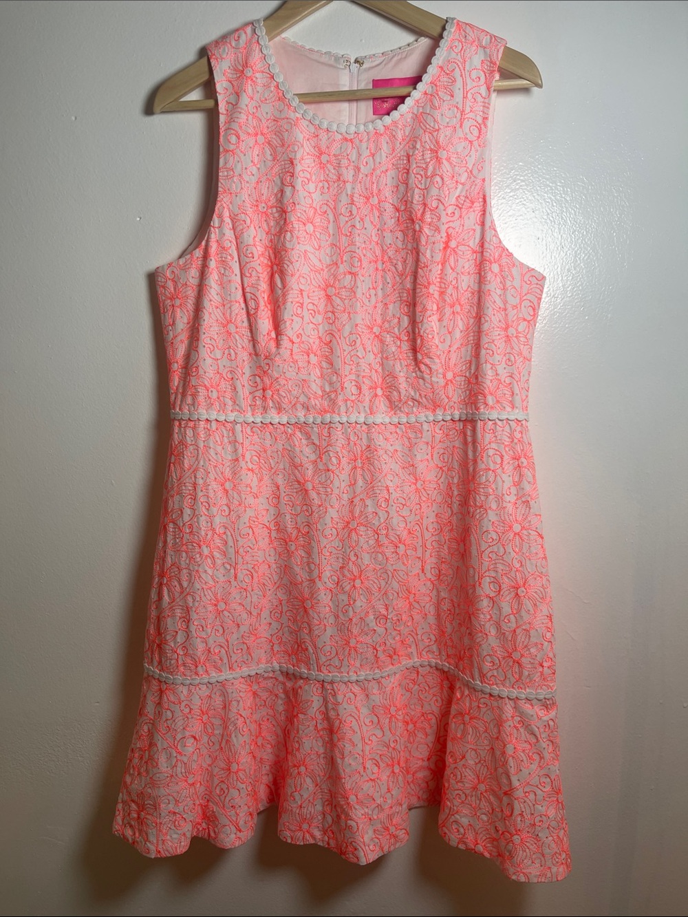 Lilly Pulitzer Ellen Dress Floral Lace Sleeveless Fit-and-Flare New Size:14